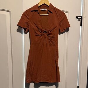 Abercrombie & Fitch Rust Brown Mini Dress with Ring Detail